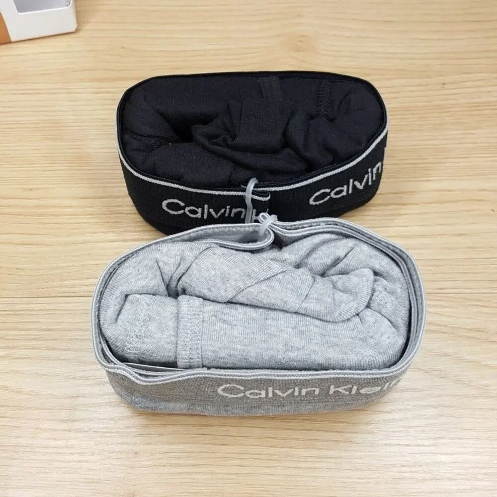 CALVIN KLEIN Boxer Briefs Mens Medium Gray Black 2-Pack Cotton Classic Logo